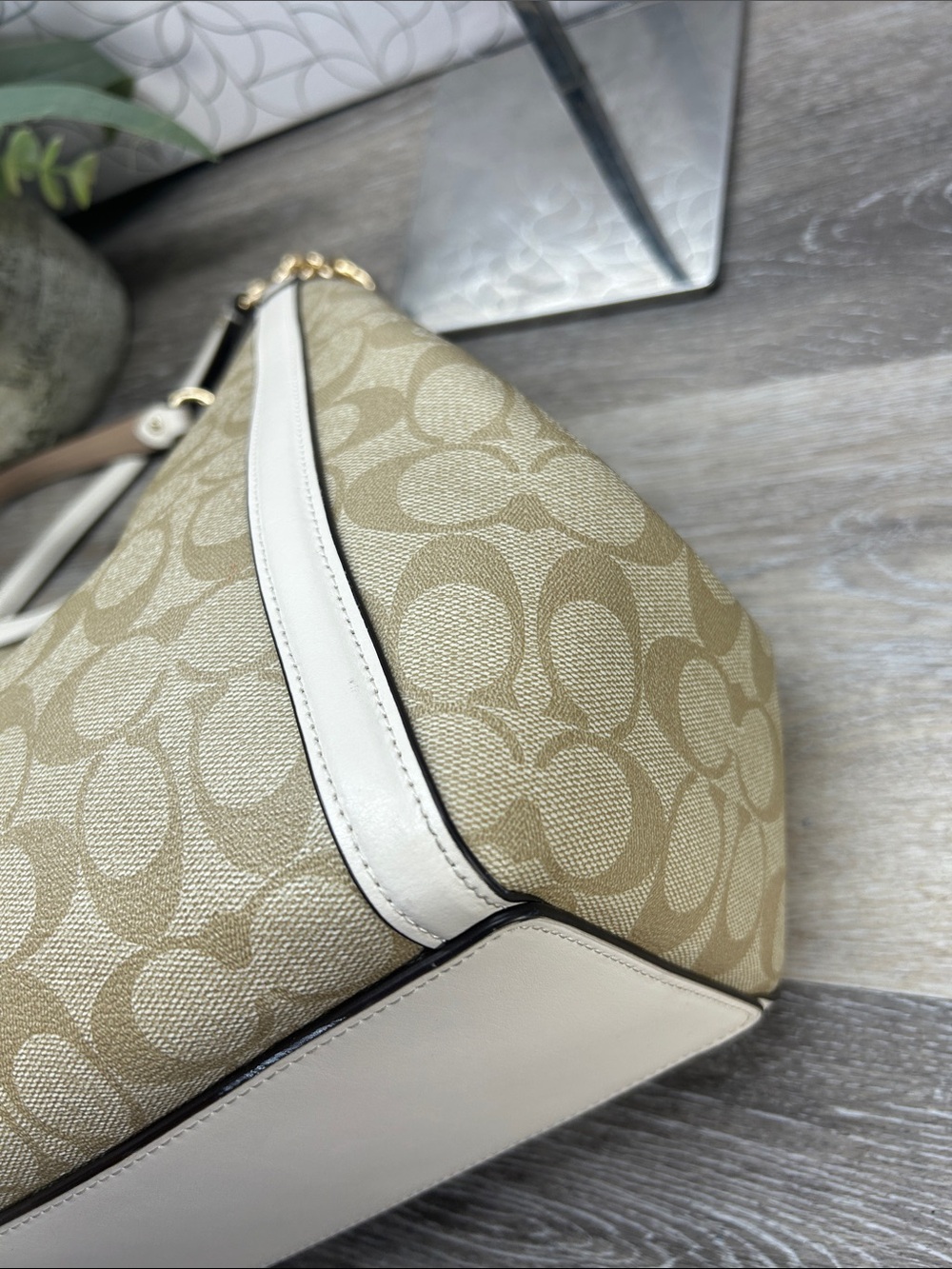 Coach Cream Signature Canvas Tote Bag - Picture 12 of 14